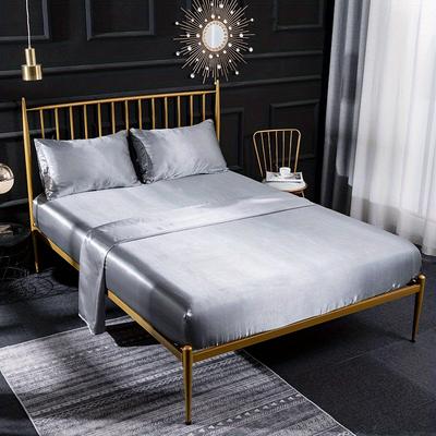 Роскошный атласный комплект постельного белья King Queen Size Простыня на резинке с наволочками Односпальный Двуспальный Домашний Однотонный Комплект постельного белья из искусственного шелка
