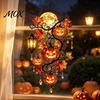 Pumpkin Moon Lantern Ornament Halloween Ornament, Acrylic Stained Glass Window Seasonal Hanging Sign Decoration, Autumn Maple Leaf Suncatcher Pendant
