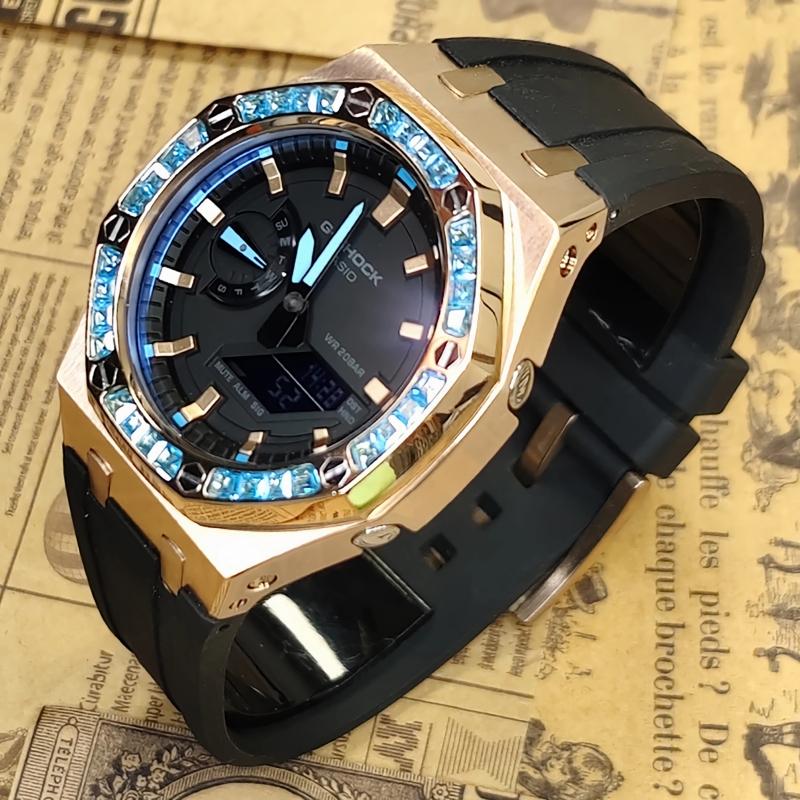 Casio Мужские часы с ЖК-дисплеем и аналоговой индикацией, серия 44 мм, черные, GA-2100-1A1(Watch3--)