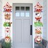 1 Pair Christmas Door Decoration Merry Christmas Hanging Sign Cartoon Santa Claus Snowman Holiday Decor for Home Wall Front Door