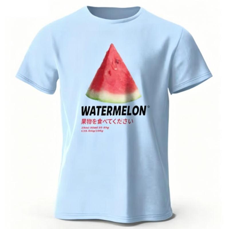 Playful Watermelon Graphic Tee Trendy Summer Casual Tshirt for Unisex Unisex Lightweight Breathable Cotton