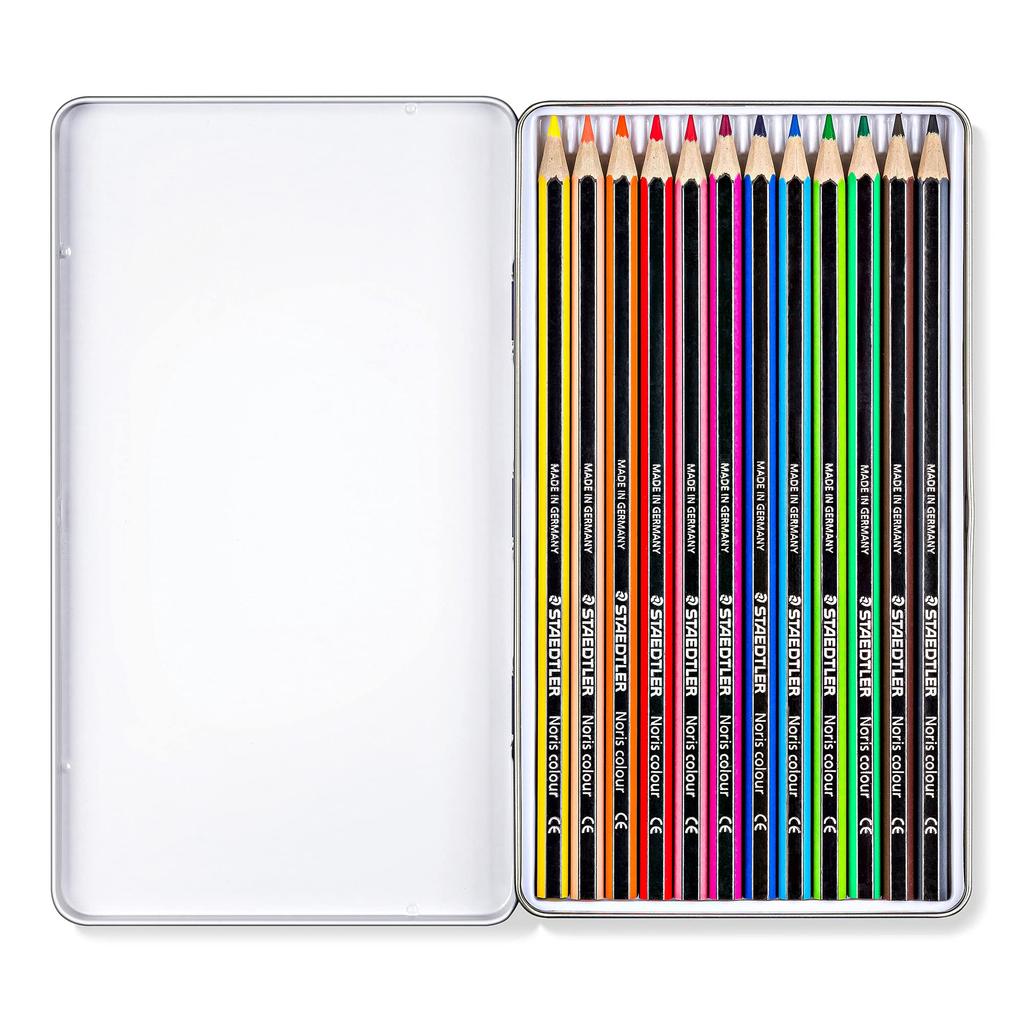 Staedtler Noris Color Colored 12 Metal 1 185 M12PB Pencils, Colors, Case, Oil-Based, Set,