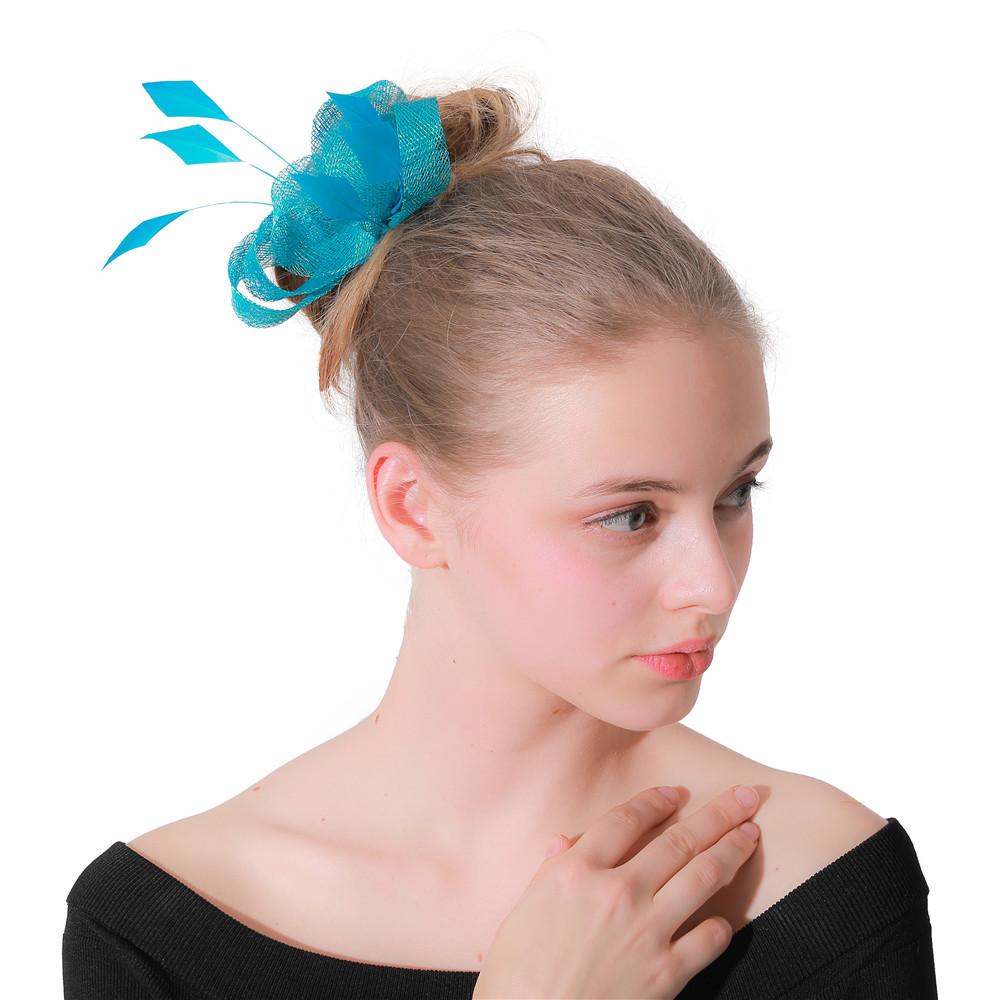 Linen Yarn Simple And Sweet Hair Comb Feather Headdress Bridal Lake Blue Linen Hair Accessories Head Flower