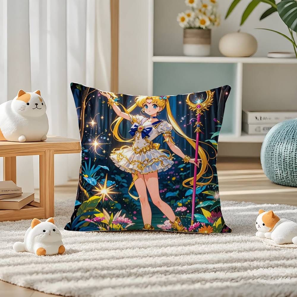 Sailor Moon Rei Hino Anime Plush Pillow Cover Soft Short Plush Cushion Cover For Sofa Bedroom Home Decor Gift Decoration