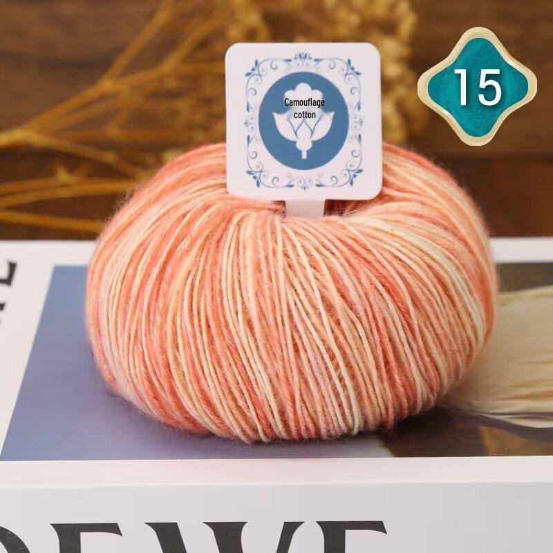 Хлопковая пряжа с камуфляжной окраской Space-Dyed разных цветов для ручного вязания