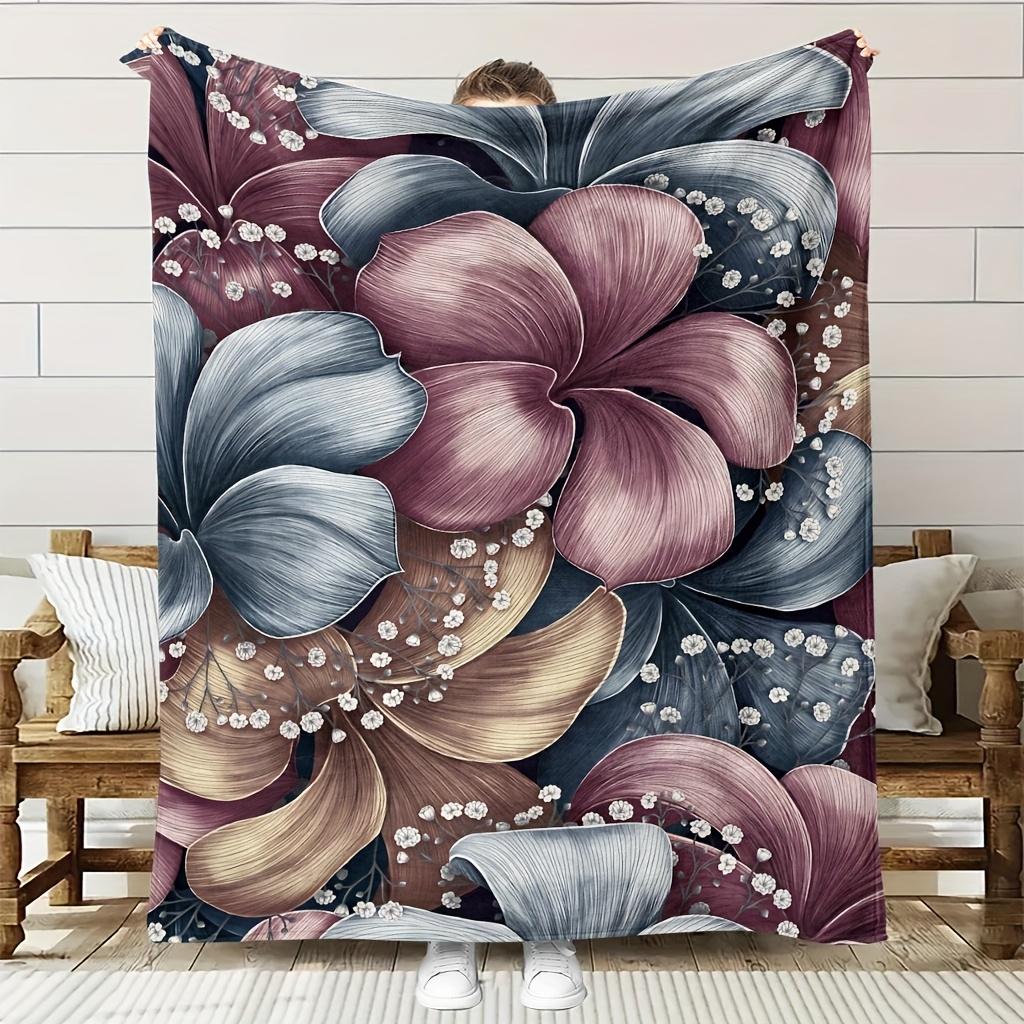 Comfortable Floral Pattern Blanket Soft High-Definition Digital Print Multi-Color Large Flowers Home Decor Cooling Blanket All-S
