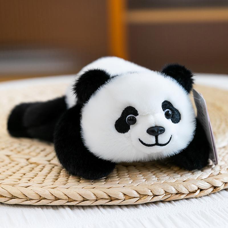 Adorable Three-Pose Animal Figurines: Plush Panda, Raccoon Doll, Desktop Companion