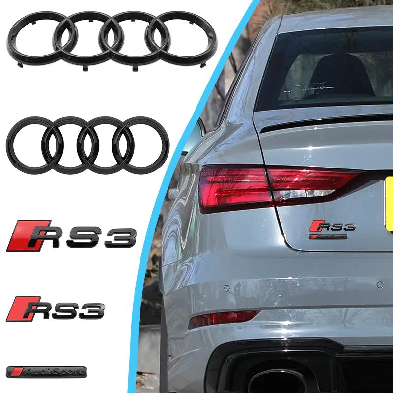 a2 Sport RS3 2016-2020 4 Ring Logo Car Styling Hood Front Grill Emblem Rear Trunk Badge Stickers RS3 Emblem Decal Accessories