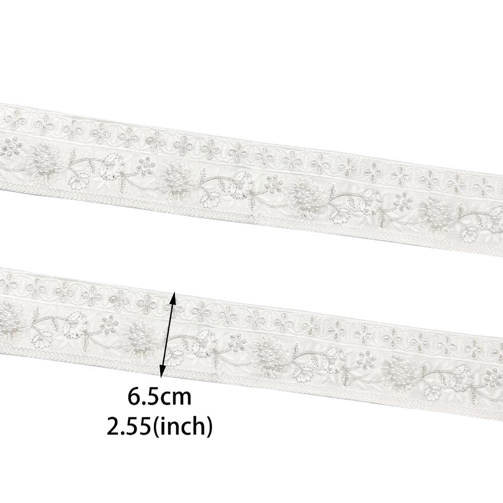 6.5Cm Beige Bead Embroidery Ribbon Lace Fashion Curtain Sofa Clothing Handmade Diy Accessories Barcode