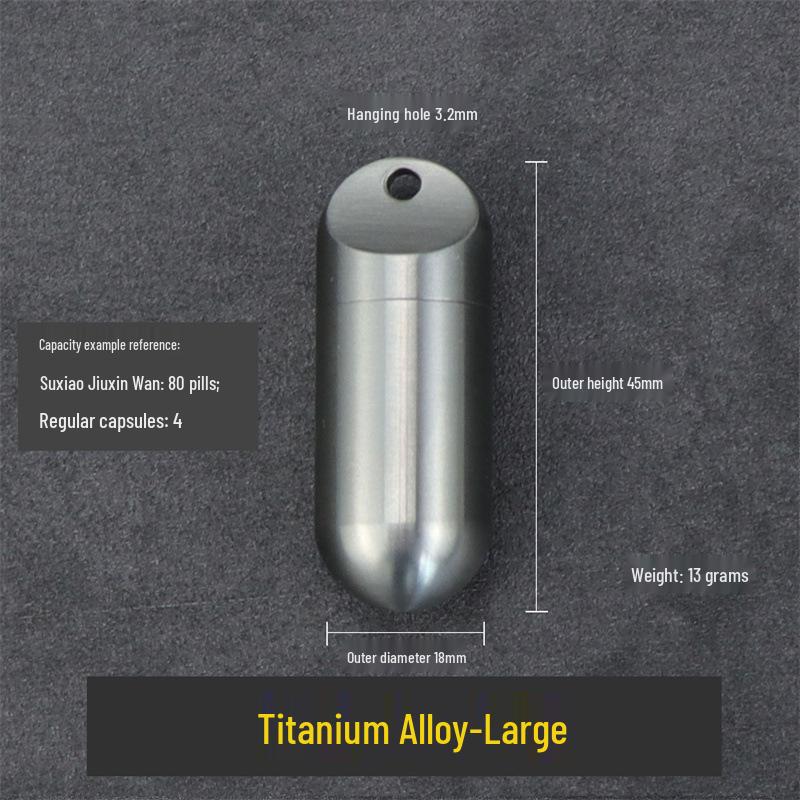 Водонепроницаемая портативная бутылочка для таблеток из титанового сплава - Маленькая герметичная уличная капсула для лекарств