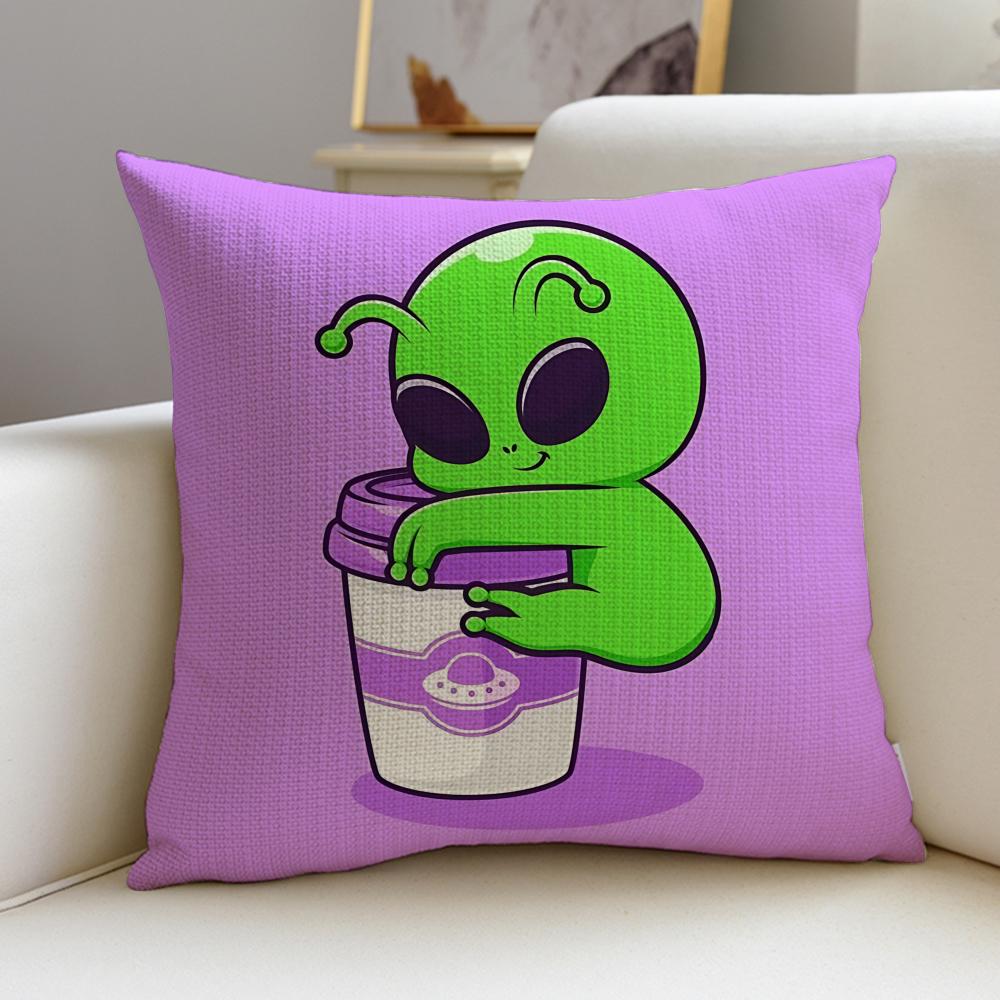 Funny SSilly Alien Cushion Cover Pcs Soft Decorative Square Cushion Covers x x Pillowcases for Sofa Couch Home Bedroom