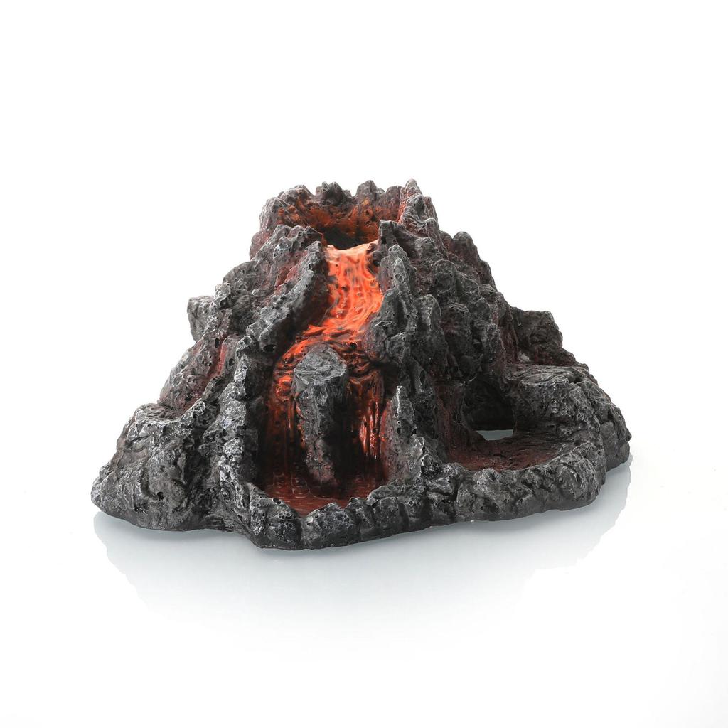 Aquarium Resin Volcano Rockery with Oxygen Pump Attachment - Home Decor Ornament for Fish Tanks