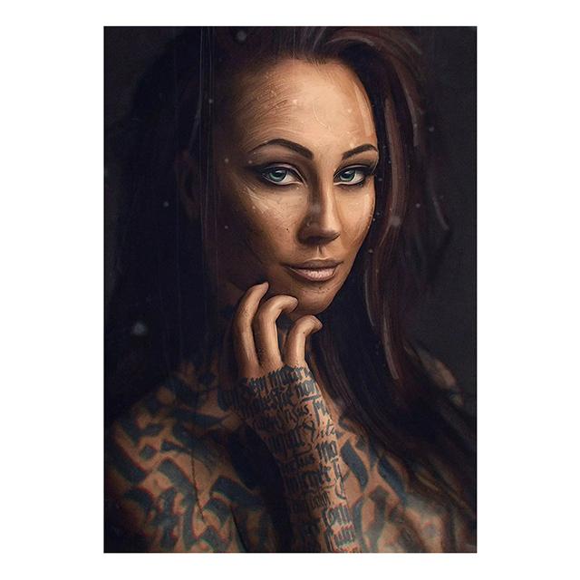 Очаровательная татуировка, сексуальная африканская девушка, постер, скандинавская красавица, женские принты, декор для дома, холст, настенная живопись для гостиной