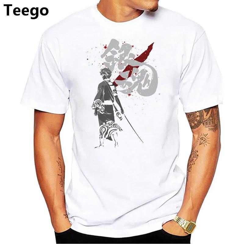 Футболка с аниме Gintama, мужская летняя футболка с принтом для мальчиков, футболка в стиле аниме, одежда белого цвета