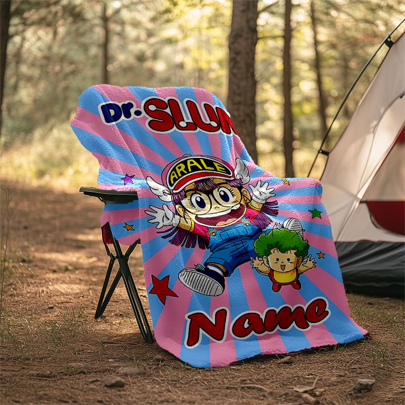 Personalized Custom Name Blanket - Arale Norimaki Print Design,Blanket for Sofa,Bed,Travel,Camping - Soft and Warm, Great Gift