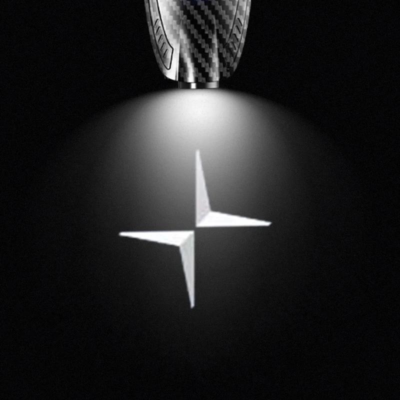 For POLESTAR 2pcs USB Rechargeable POLESTAR logo Car Door HD LED Lamps Projector Courtesy Welcome Lights