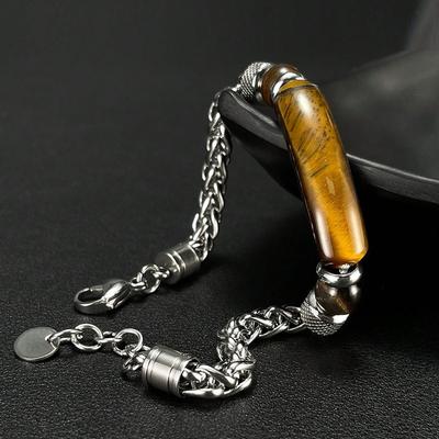 Мужской браслет из тигрового глаза, водостойкая нержавеющая сталь, мужские браслеты, подарок на день рождения, годовщину для него