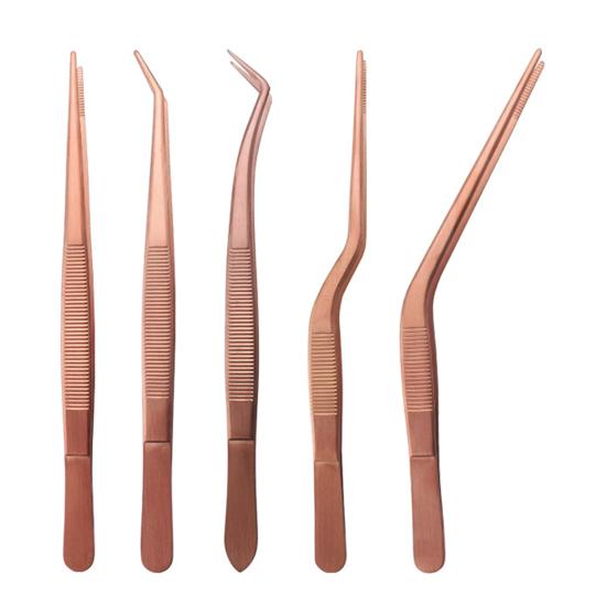 5 шт. Кухонные щипцы из нержавеющей стали для еды, профессиональный набор пинцетов для шеф-повара для точного захвата, для приготовления пищи, выпечки, сервировки, украшения тортов