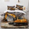 Boys Excavator Bedding Duvet Cover King Bed Engineering Construction Vehicles Digger Kids Boys Quilt Cover Set with Pillowcase