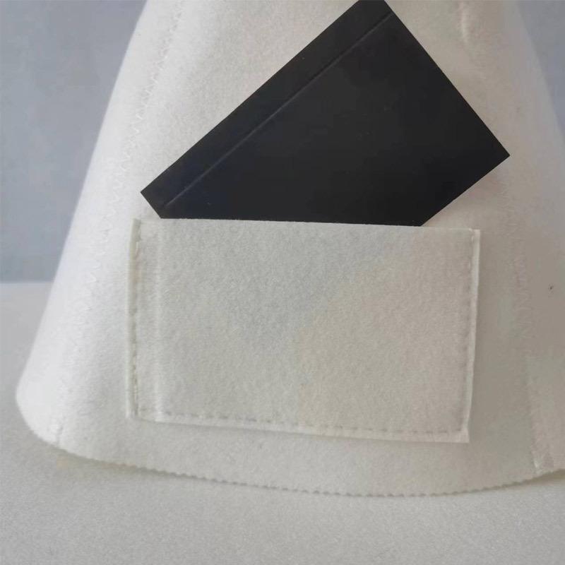 Gray & White Felt Bath Cap Minimalist Thickened Sauna Hair Drying Cap Absorbent Heat-Preserving with Card Pocket