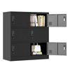 6-Door Metal Cabinets for Office, Gym, School & Home - Secure Storage Cabinet with Card Slot (Black). H 100 cm × B 90 cm × T 40 cm