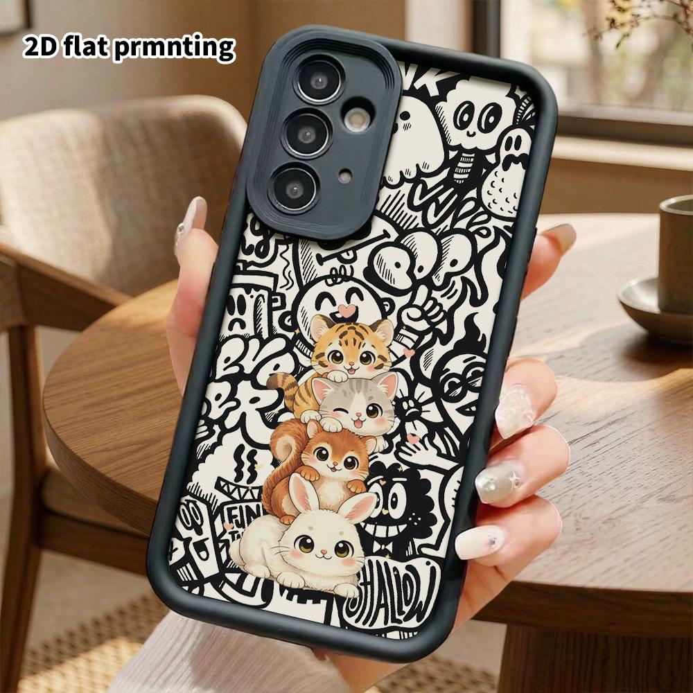 Чехол для телефона: 2D Плоский Защитный Чехол для Samsung Galaxy A34 A35 M05 M06 S20 S22 S21 FE Plus 5G, Штабелируемые Милые Животные, Рождественские и Хэллоуинские Подарки