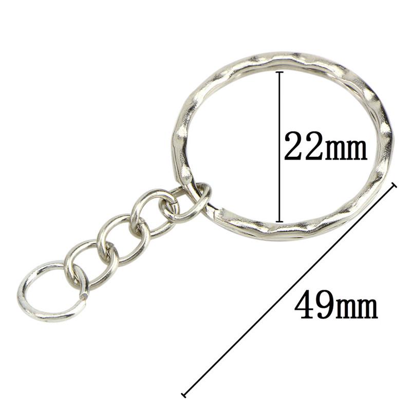 50 Pcs Diy 25Mm Polished Silver Keyring Keychain Split Ring Short Chain Key Ring