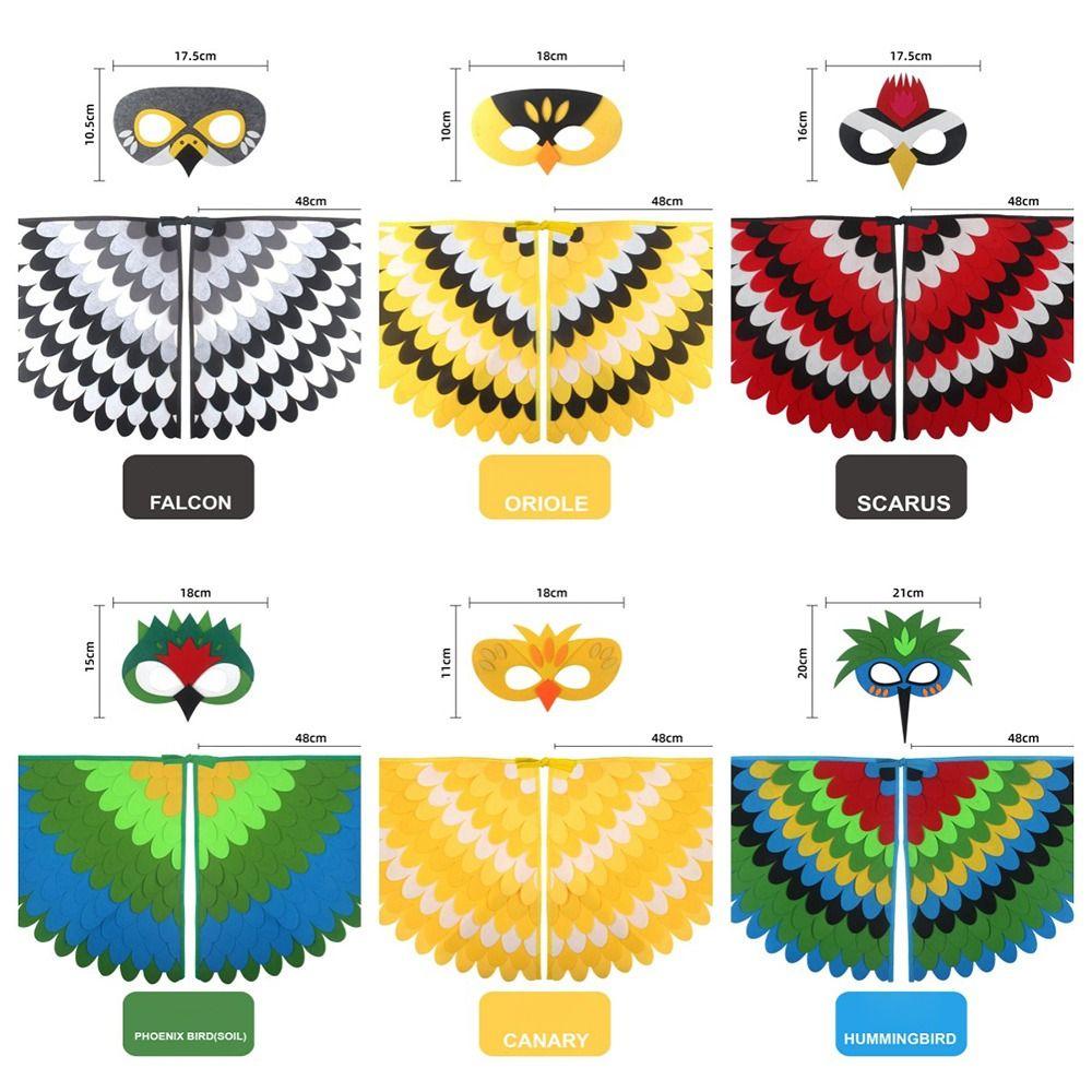 Peacock Owl Animal Bird Wings+Mask Suit Stage Performance Felt Winged Cloak Halloween Felt Cape