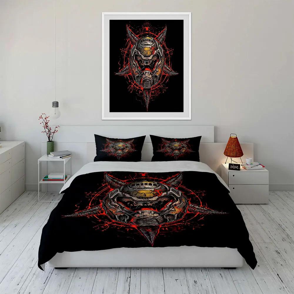 """Набор постельного белья 'Череп' из трех предметов"" Мягкое и удобное пододеяльник и наволочки В комплекте 1*Пододеяльник и 2*Наволочки подарок"