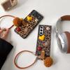 For Samsung Zflip7 Clamshell Folding Screen Zflip6 Portable Rope Fur Ball Bracelet Mobile Phone Case Love Leopard Print