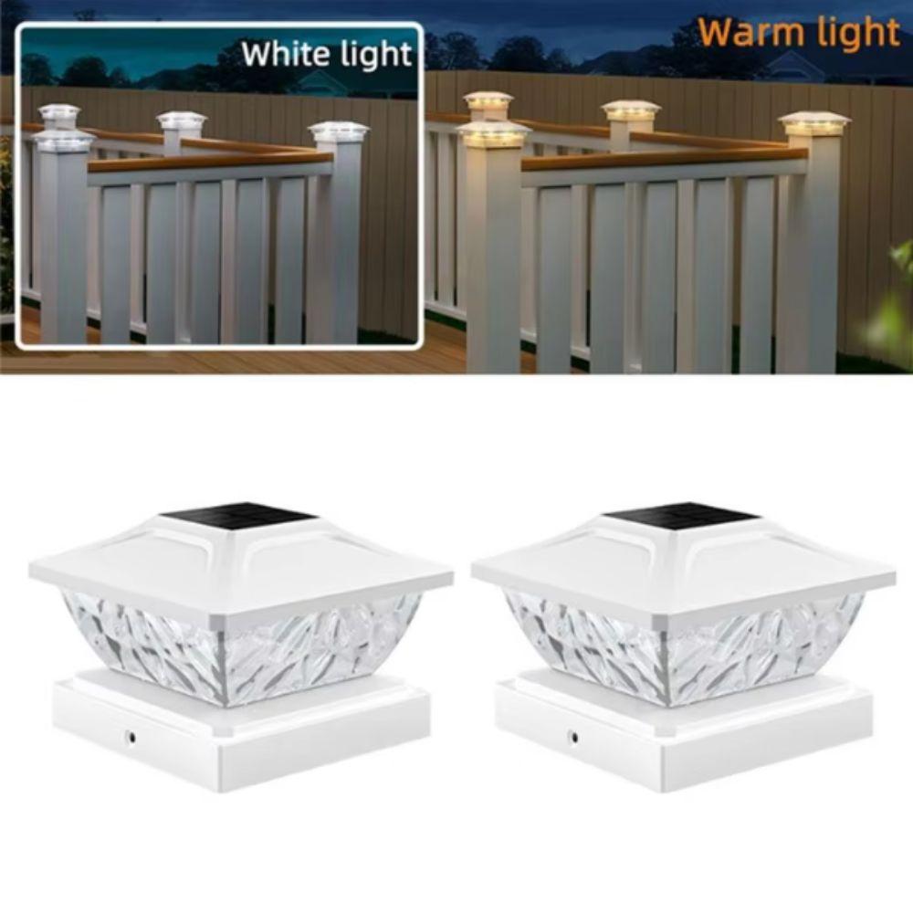 Waterproof Solar Post Cap Light Warm White Solar LED Pillar Light Solar Fence Light Outdoor