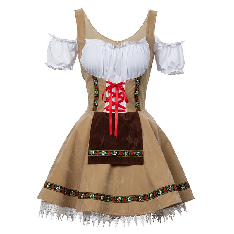 Women Oktoberfest Costume German Bavarian Dirndl Beer Maid Fancy Dress S-4XL