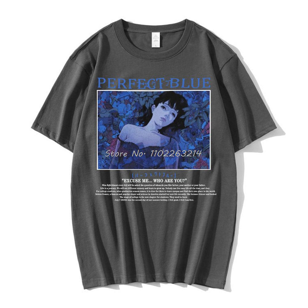Perfect Blue Graphic Japanese Anime Girl T-Shirt Black Men's T-shirt Short Sleeve T-shirts Cotton Gothic Clothes Tees Unisex
