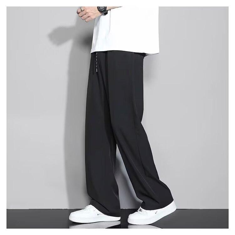 Повседневные брюки с драпировкой для мальчиков. Прямые брюки. Летние модные универсальные брюки свободного кроя с широкими штанинами.