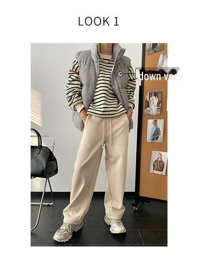 Синан Французский Полосатый Контрастный Круглый вырез Свободный Плюс Бархатный Свитшот SN4694