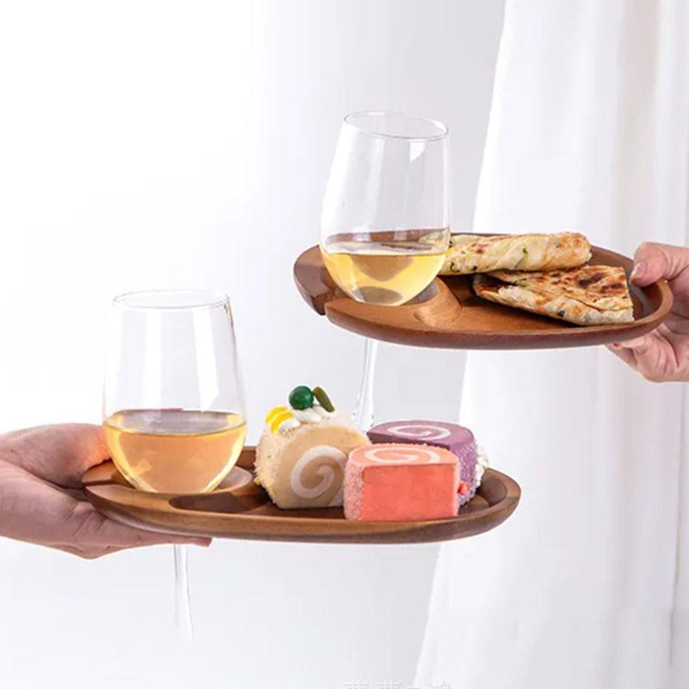 Mini Wooden Appetizer Plates Free Your Hand Solid Goblet Snack Tray Smooth Surface Goblet Charcuterie Board Party