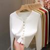 Petite Women's Black Knit Long Sleeve Cardigan - Slim Fit, Short Length, Lightweight for Spring, Autumn, and Winter.