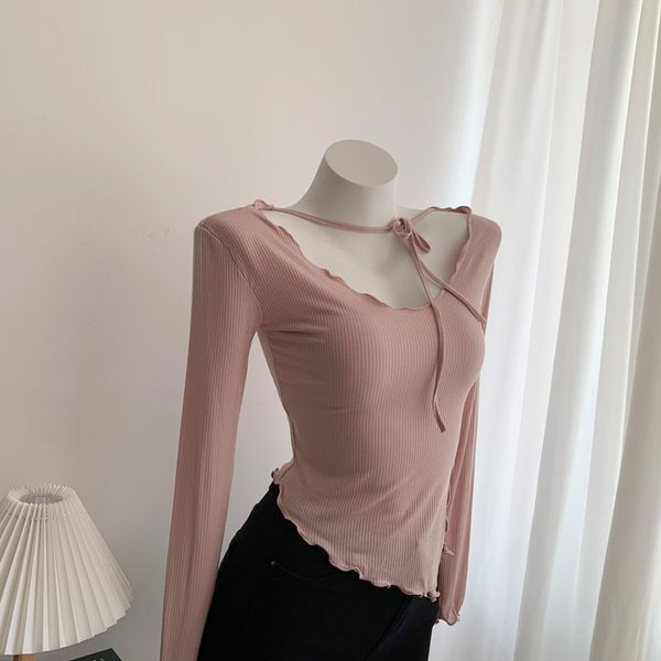 Розовая уникальная футболка с длинным рукавом и неровным подолом с разрезом, базовый слой, топ для защиты от солнца