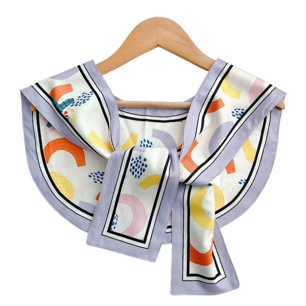 Bow Clothing Accessories Fake Collar Female Shawl Silk Scarf Printed Scarf Korean Style Scarves