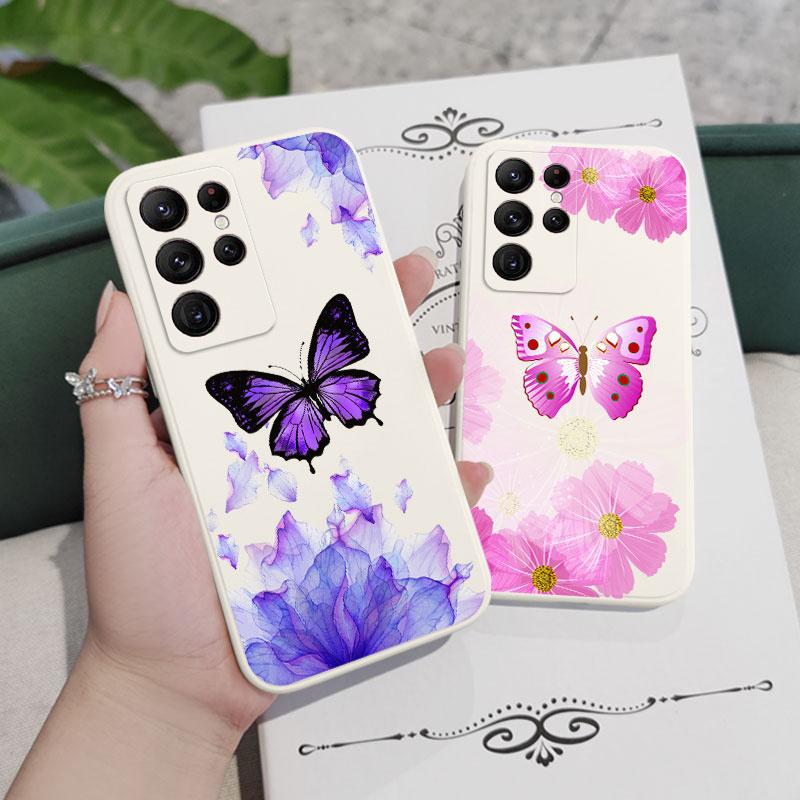Printed Butterfly Phone Case For Samsung Galaxy S25 S24 S23 S22 S21 S20 Ultra Plus FE S10 S9 S10E Note 20 ultra 10 9 Plus Cover