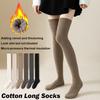 Cotton Knee High Socks Solid Color Knitted Stocking Long Tight Stocking Thigh High Socks