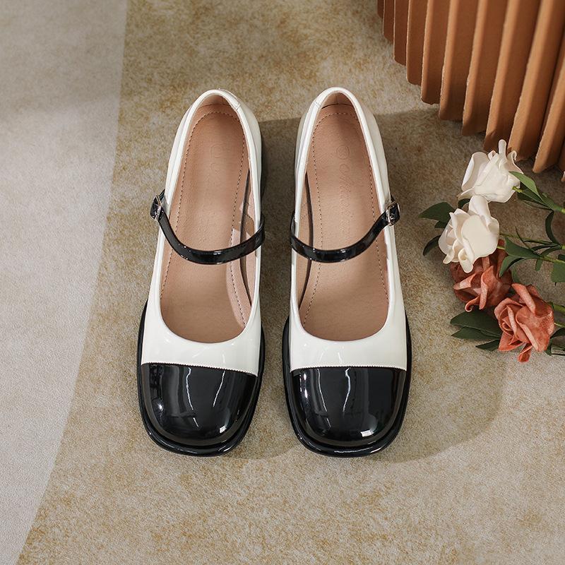 Кожаные балетки для женской обуви Хуэйчжоу Su Yinyin однотонные туфли-лодочки женские весенние новые корейская версия на высоком каблуке