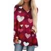 Женский модный повседневный топ с длинными рукавами, принтом ко Дню святого Валентина и V-образным вырезом средней длины