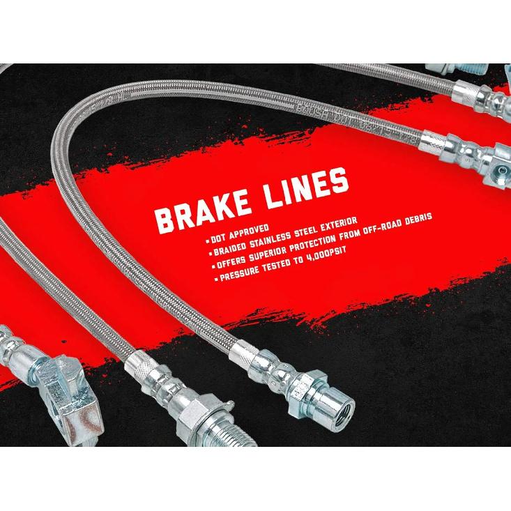 Stainless Steel Brake Lines for 2007-2018 Jeep Wrangler JK - Enhanced Durability