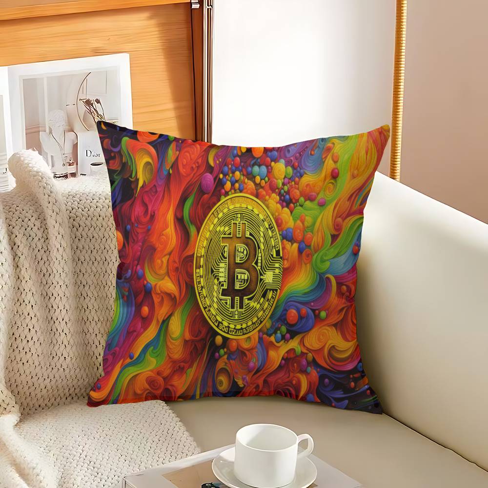 B-Bitcoin Cushion Cover Pillowcase Upholstery Sofa Throw Pillow Home Decor Pillowcas