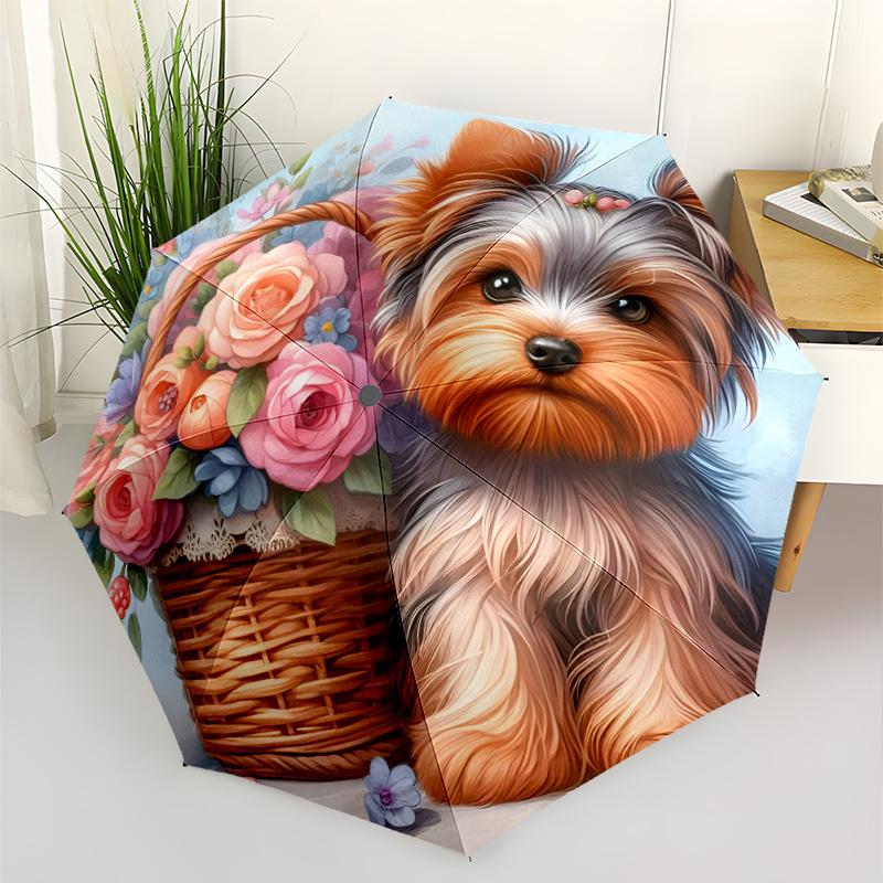 Happy Dog Faces Outdoor Automatic Umbrella Sturdy 8-Rib Shaft Lightweight Travel Essential Elegant Umbrella Wedding Party Gift