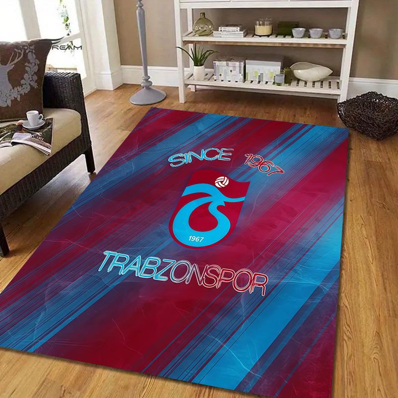Trabzonspor2 Flannel Pattern Square Carpet,Area Rug,Carpet Rug for Living Room Bedroom Sofa Playroom Decor,Non-slip Floor Mat