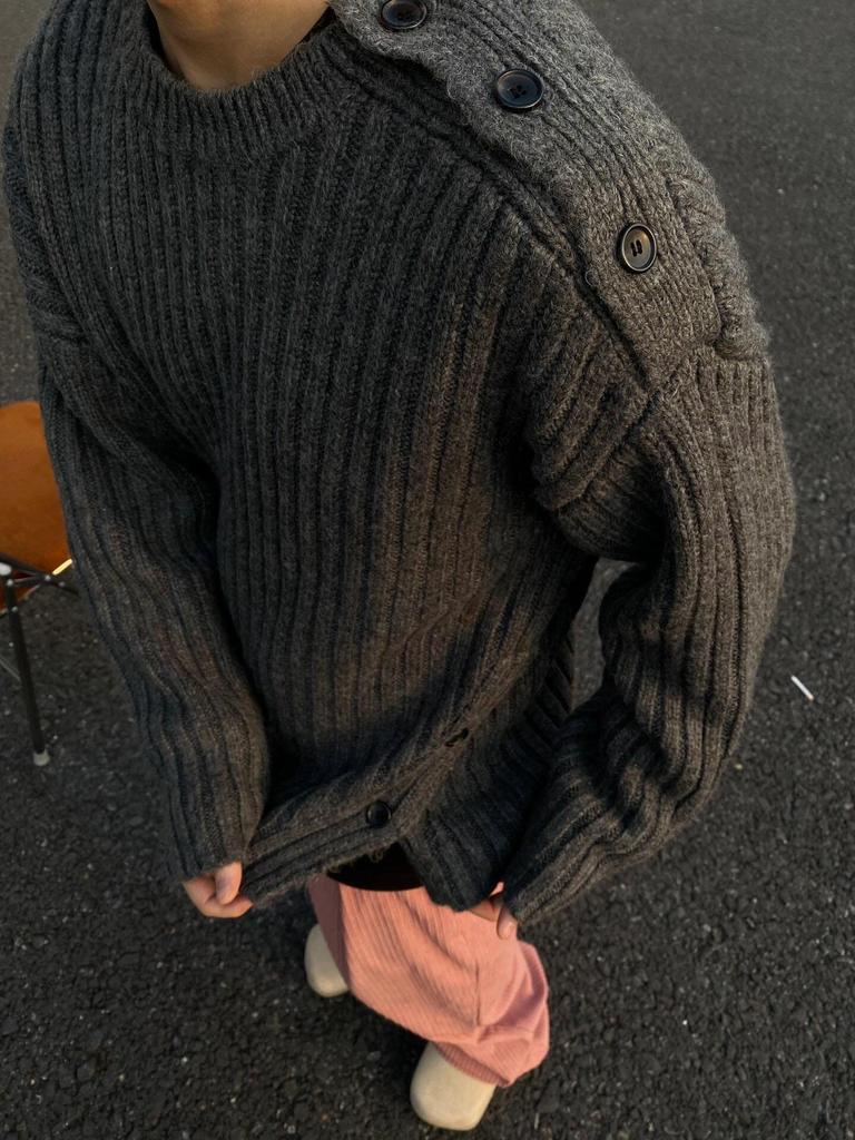 Boys' Korean Style Round Neck Knitted Sweater - Autumn/Winter Niche Design