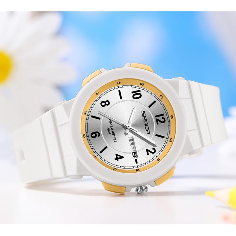 SANDA Новый стиль Электронный счетчик Механизм Двухдневный календарь Модный тренд, Индивидуальные мужские и женские часы для учащихся средней школы