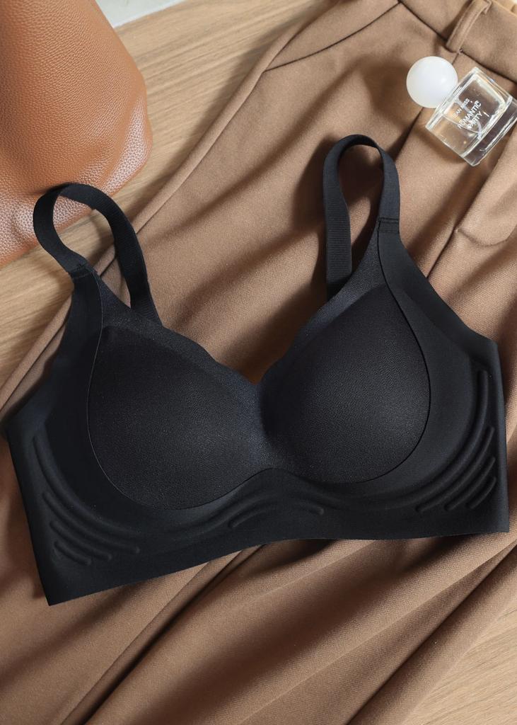 Traceless underwear women's no steel ring upper support integrated fixed cup comfortable D three-dimensional shaping pull gather bra